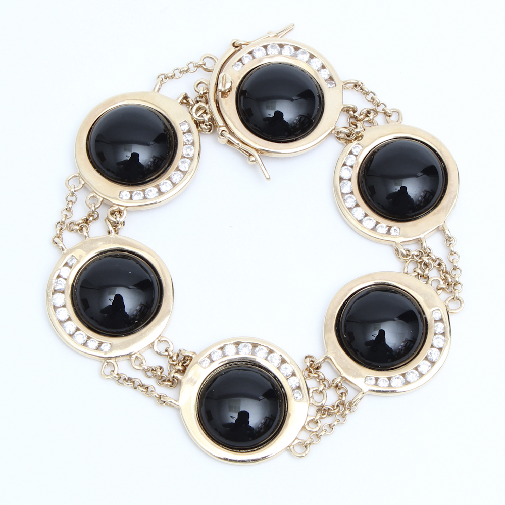 Sterling Silver Black Onyx and Vermeil Bracelet