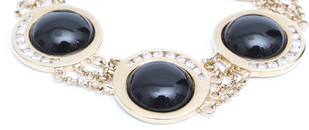 Sterling Silver Black Onyx and Vermeil Bracelet