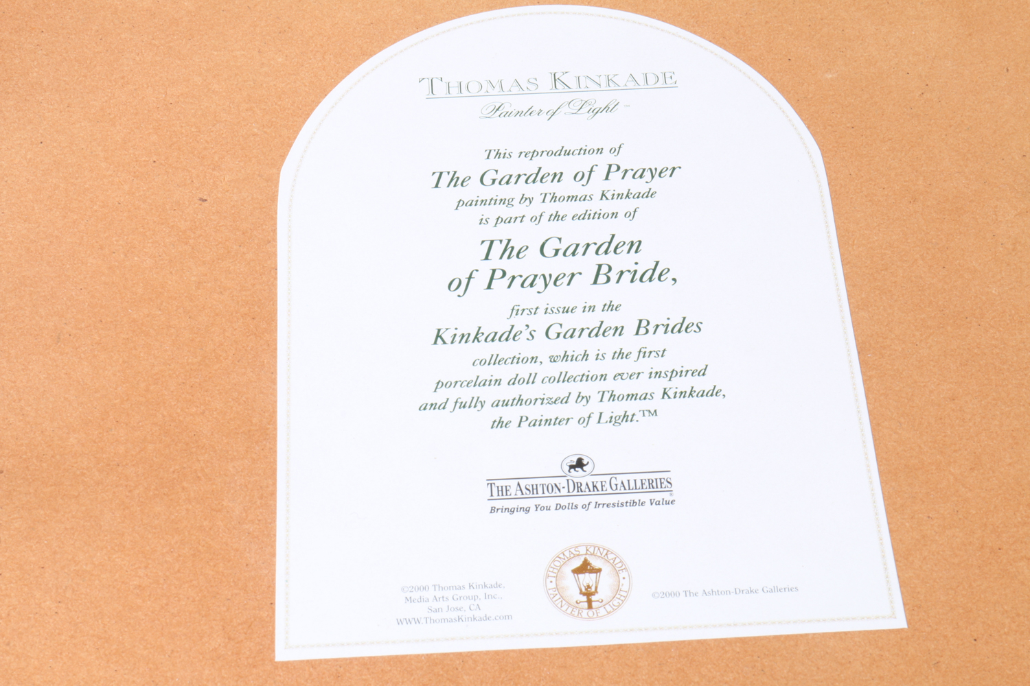 "The Garden of Prayer Bride" Doll by Ashton Drake Galleries for Thomas Kinkade