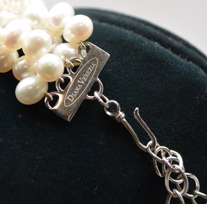 Sterling Silver Turquoise and Pearl Multi-Strand Necklace by Diana Venezia