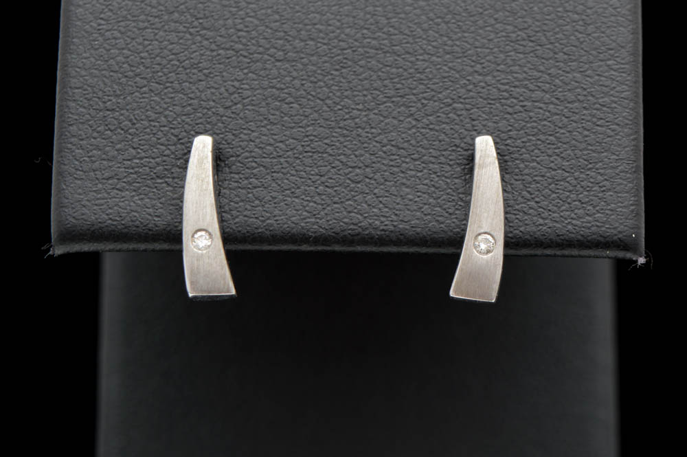 Sterling Silver and Diamond Earrings