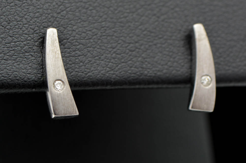 Sterling Silver and Diamond Earrings