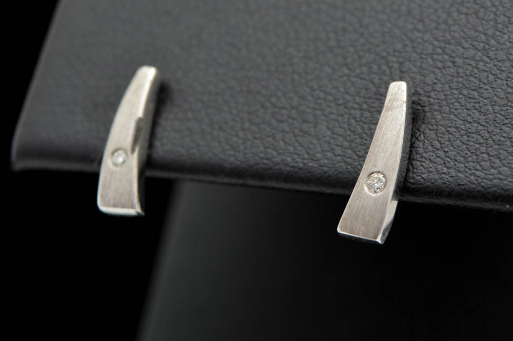 Sterling Silver and Diamond Earrings