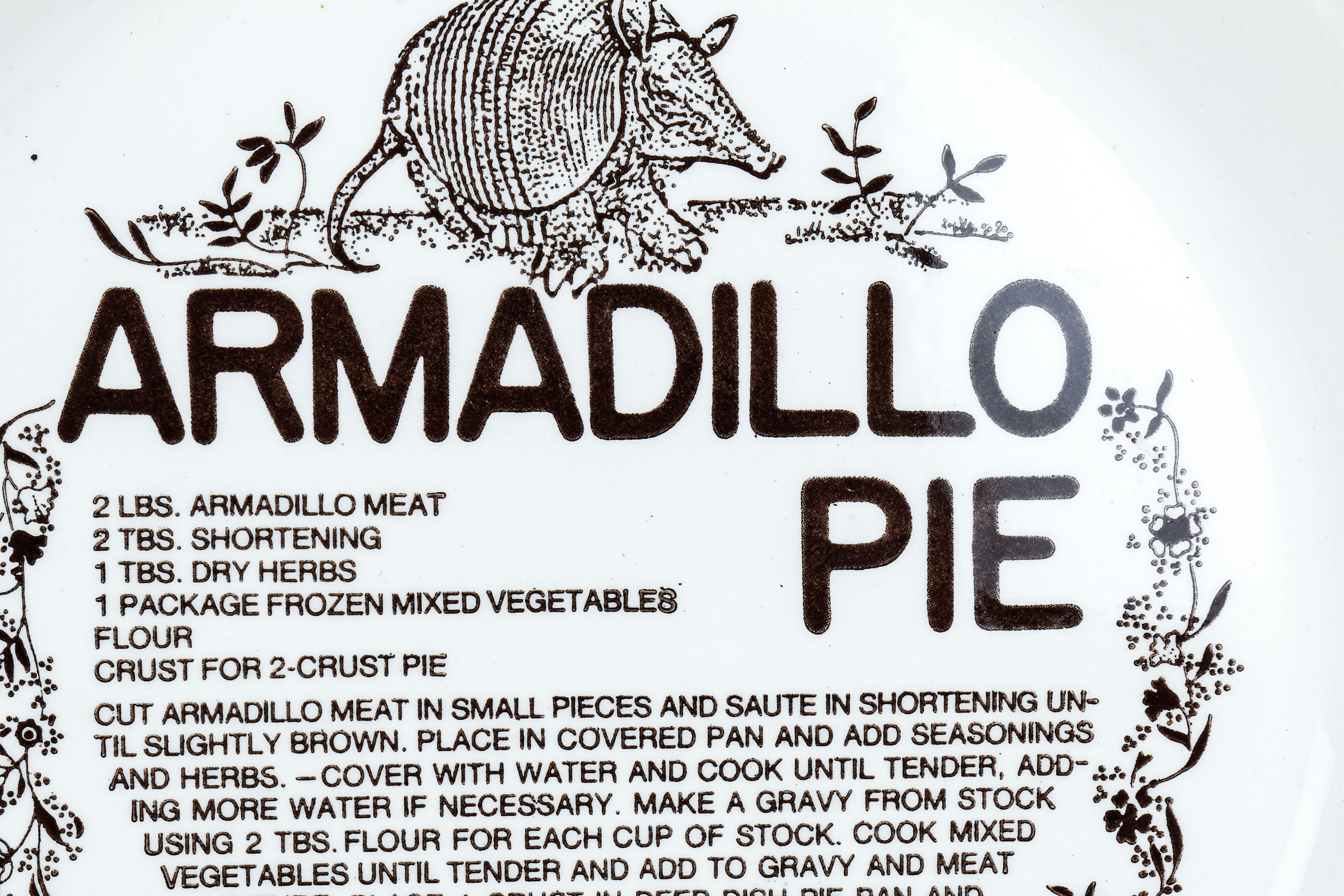 Rare Armadillo Pie Plate by Royal
