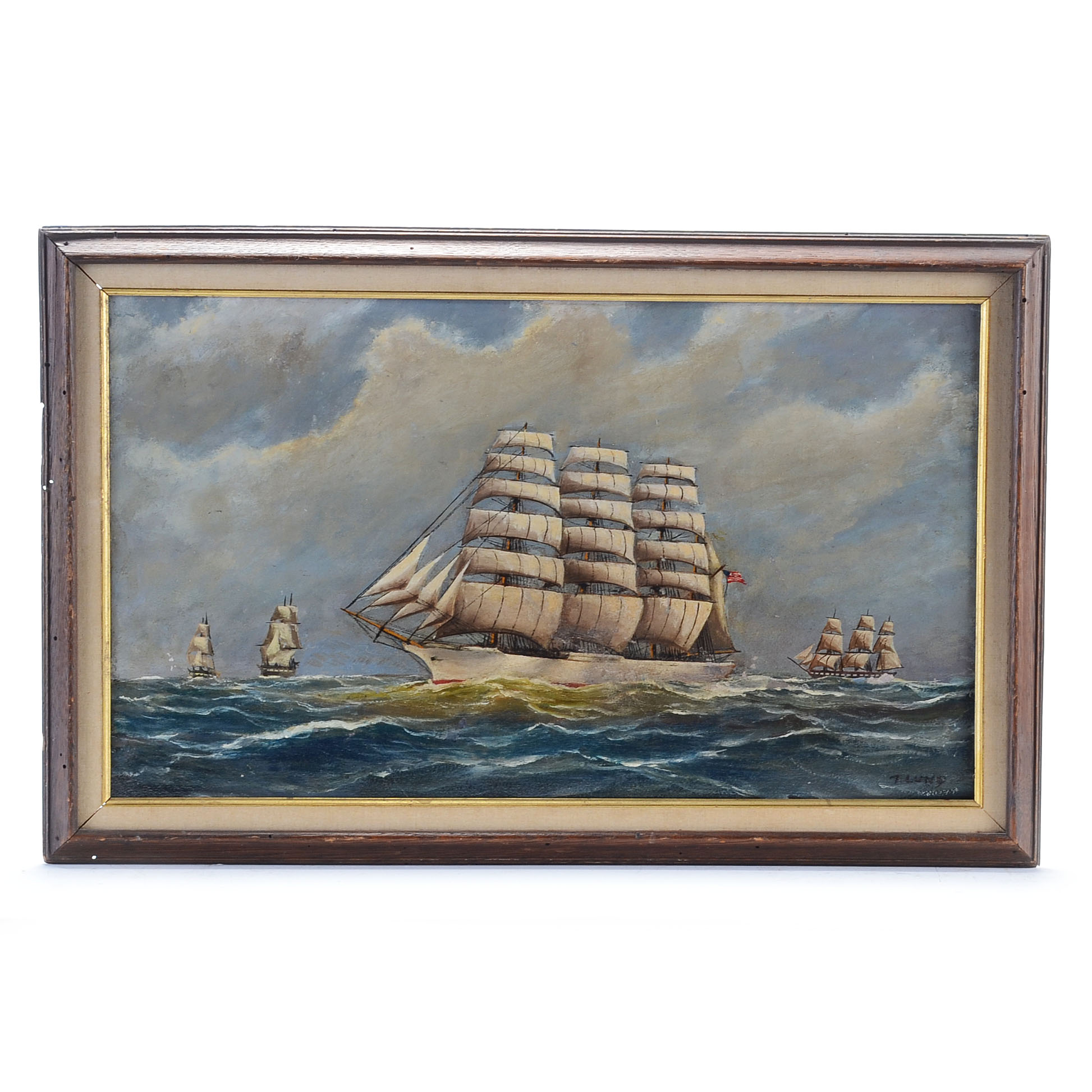 T. Lund Vintage Oil Painting on Canvas "Herzogin Cecilie"