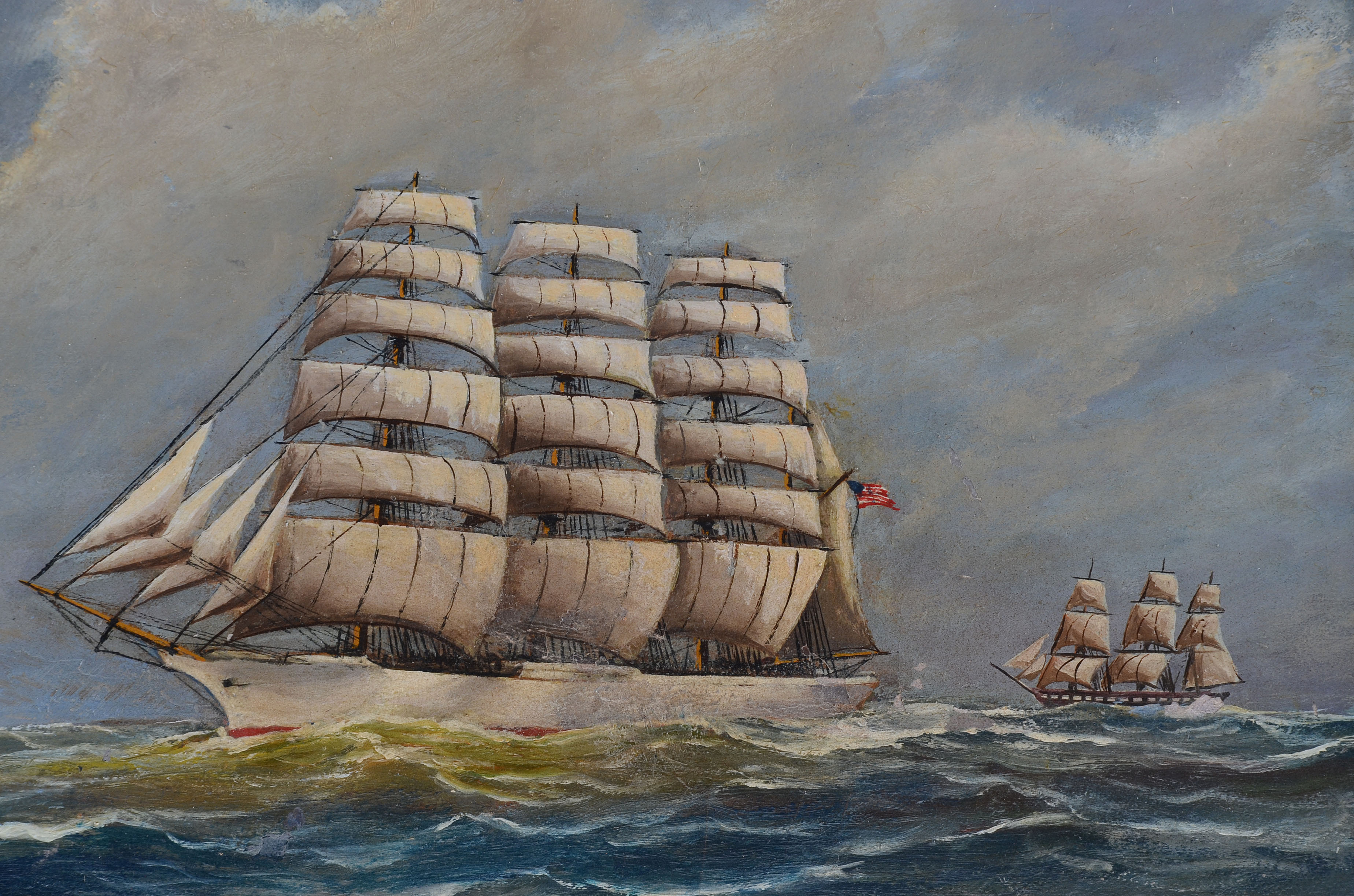 T. Lund Vintage Oil Painting on Canvas "Herzogin Cecilie"