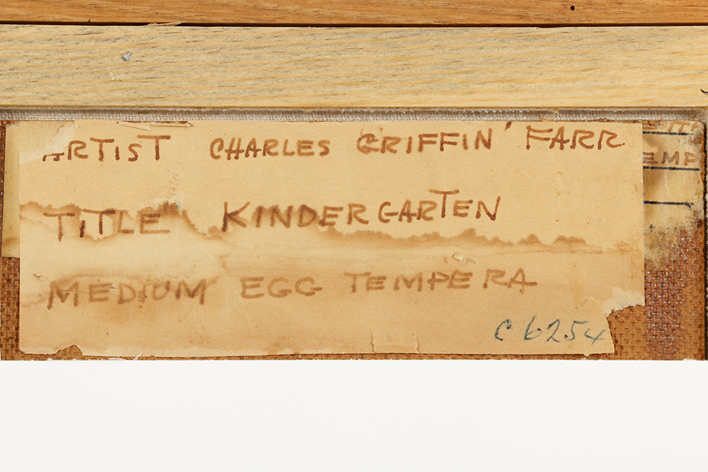 Charles Griffin Farr Egg Tempera Titled "Kindergarten"
