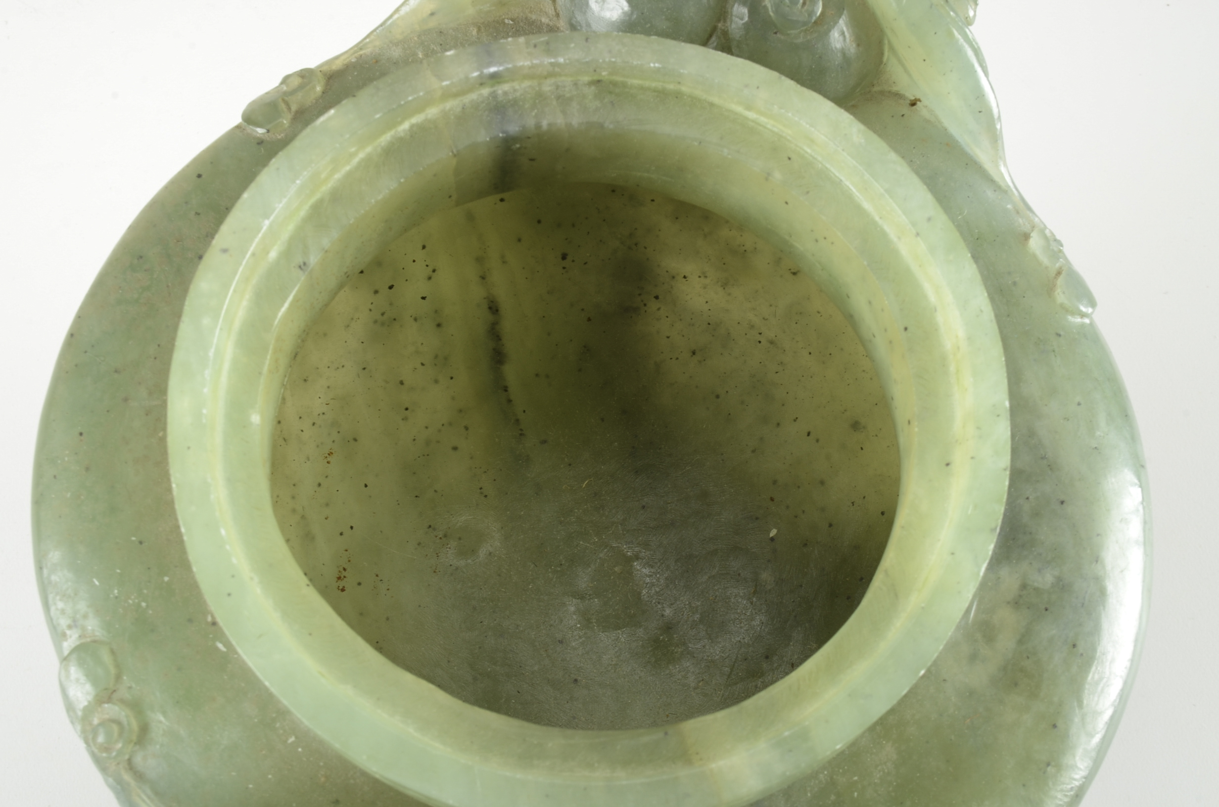 Chinese Carved Green Serpentine Censer on Stand