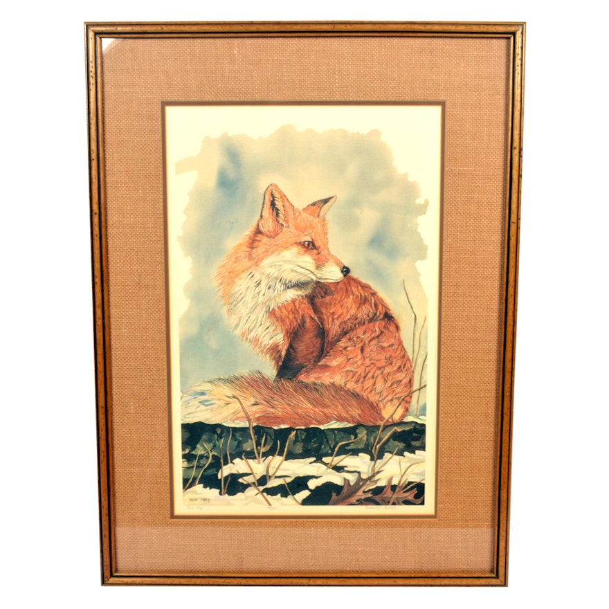 Brandt Carter Signed Limited Edition Offset Lithograph of a Fox
