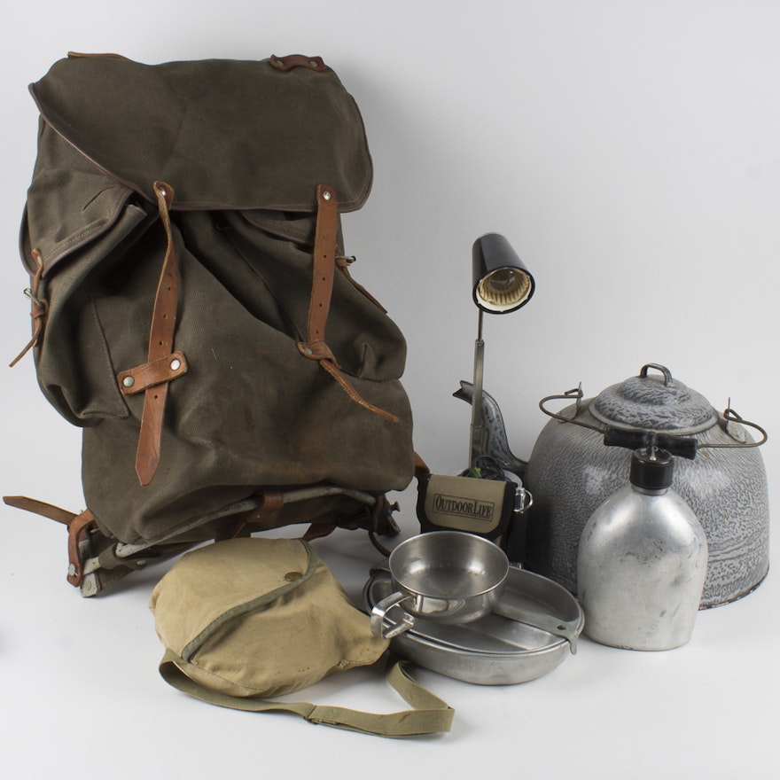 Vintage Pack With Camping Equipment