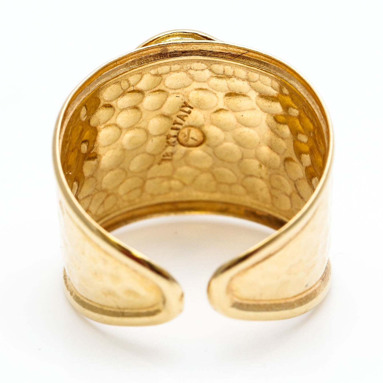 18K Italian Yellow Gold Cameo Cigar Band Ring