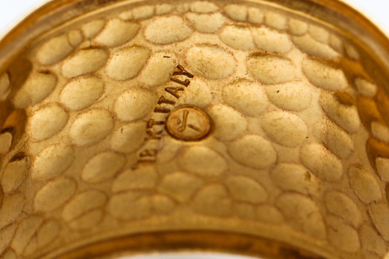 18K Italian Yellow Gold Cameo Cigar Band Ring