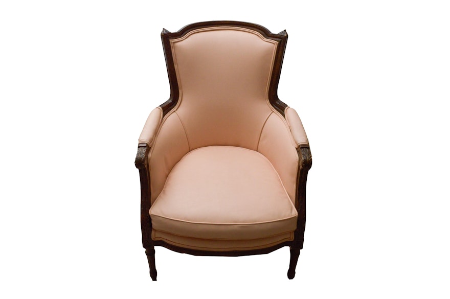 Peach Leather Side Arm Chair