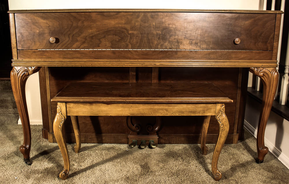 Baldwin Acrosonic Chippendale Style Piano With Bench