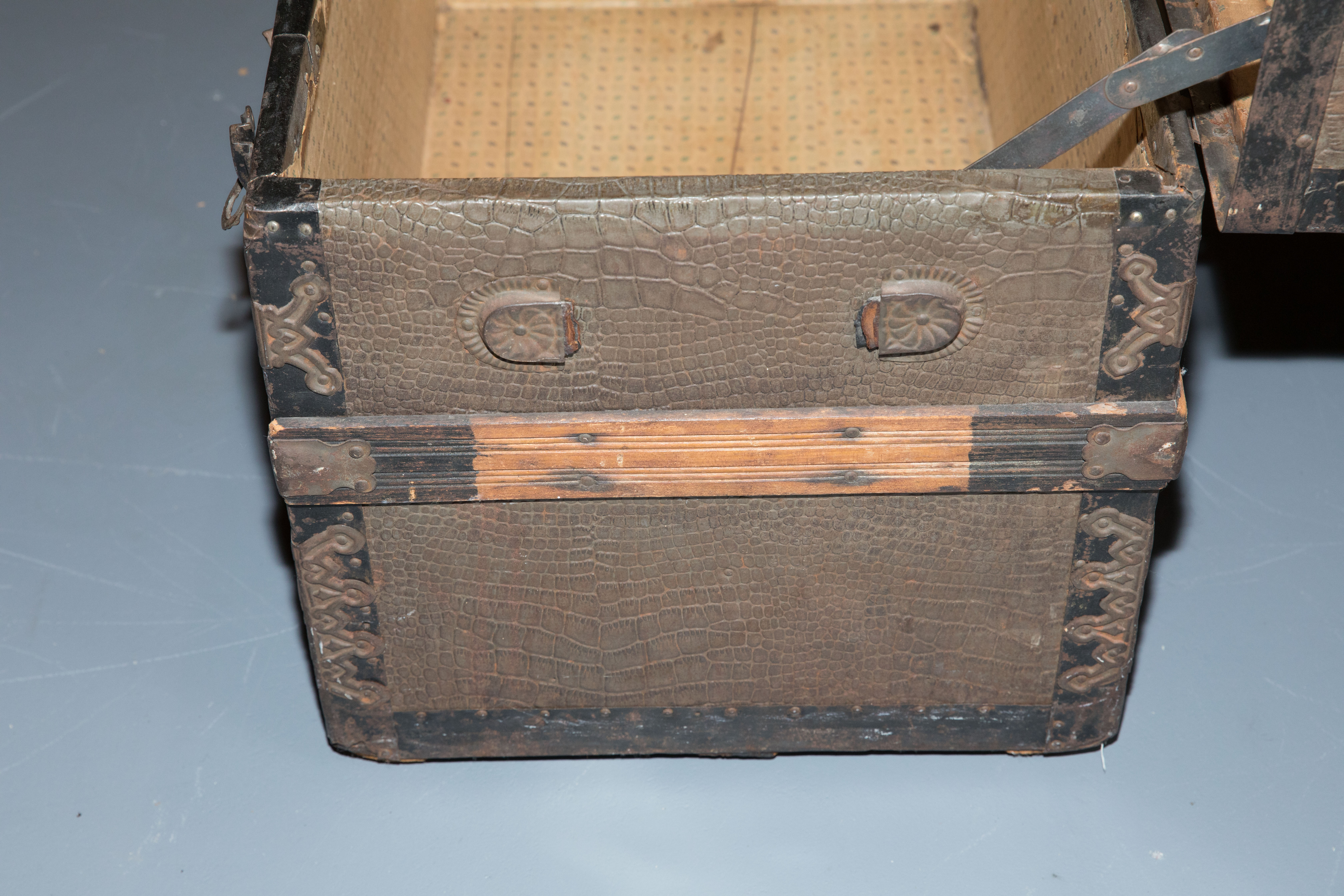 Antique Dome Top Trunk with Interior Compartments