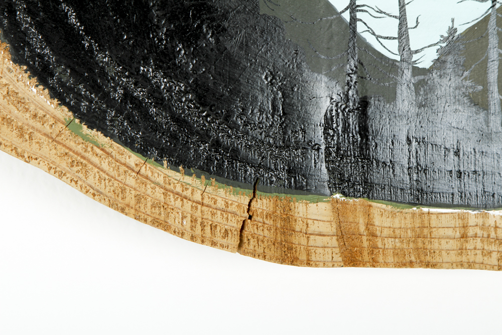 Alena Rudolph Signed Acrylic Painting on Wood Slice