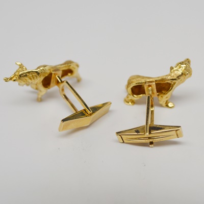 14K Yellow Gold Bull and Bear Cufflinks
