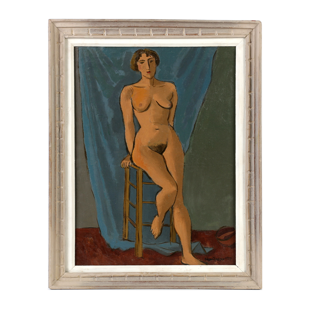 Oil Painting on Canvas "Woman Posing" by Edgar Yaeger