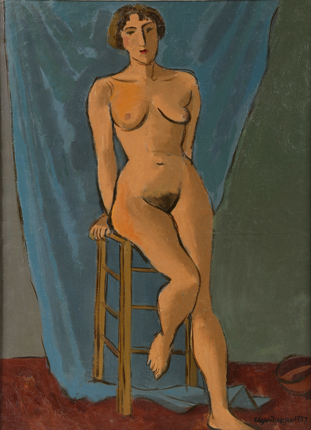 Oil Painting on Canvas "Woman Posing" by Edgar Yaeger