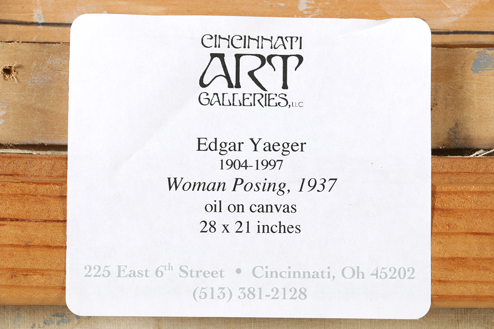 Oil Painting on Canvas "Woman Posing" by Edgar Yaeger