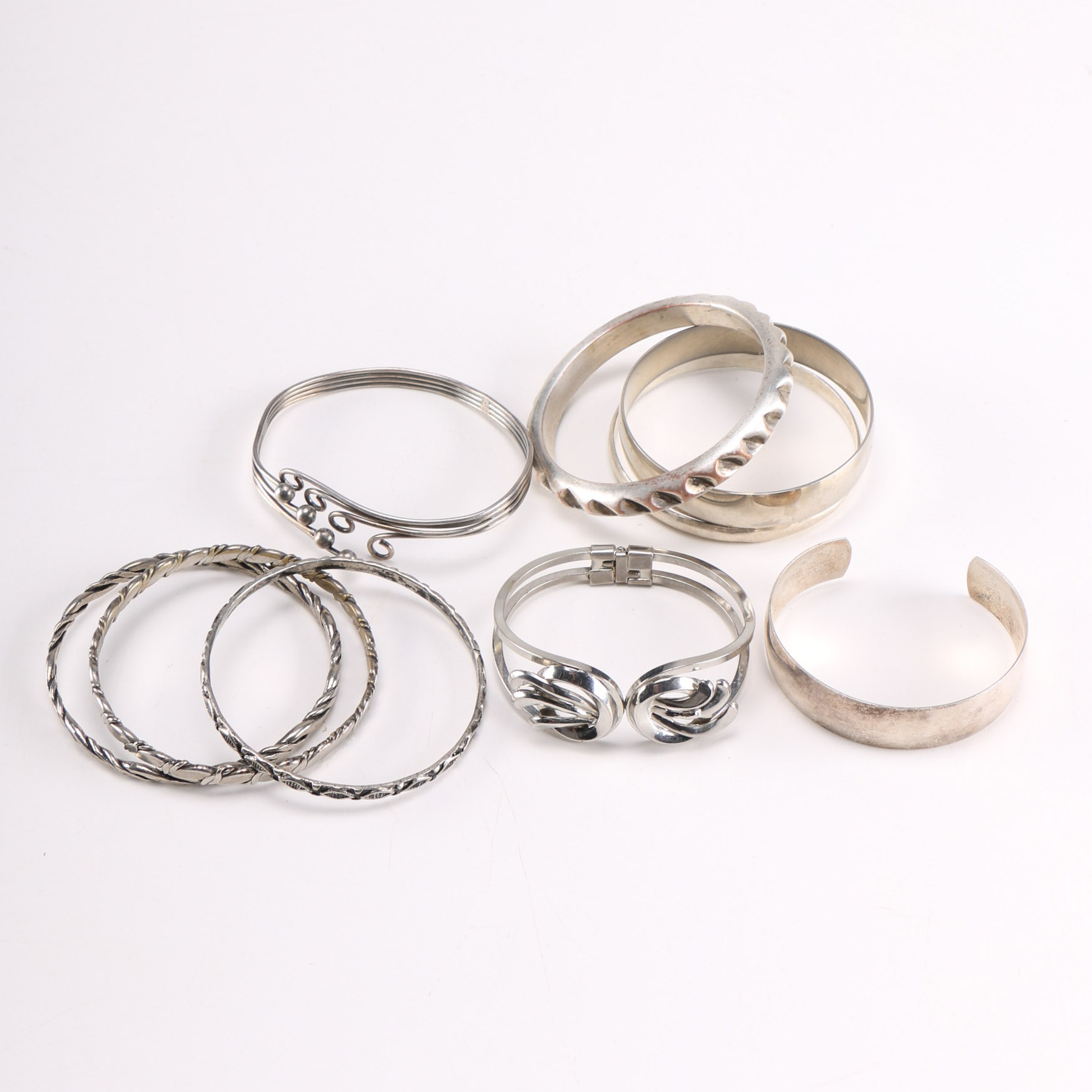 Assortment of Silver Tone Bracelets