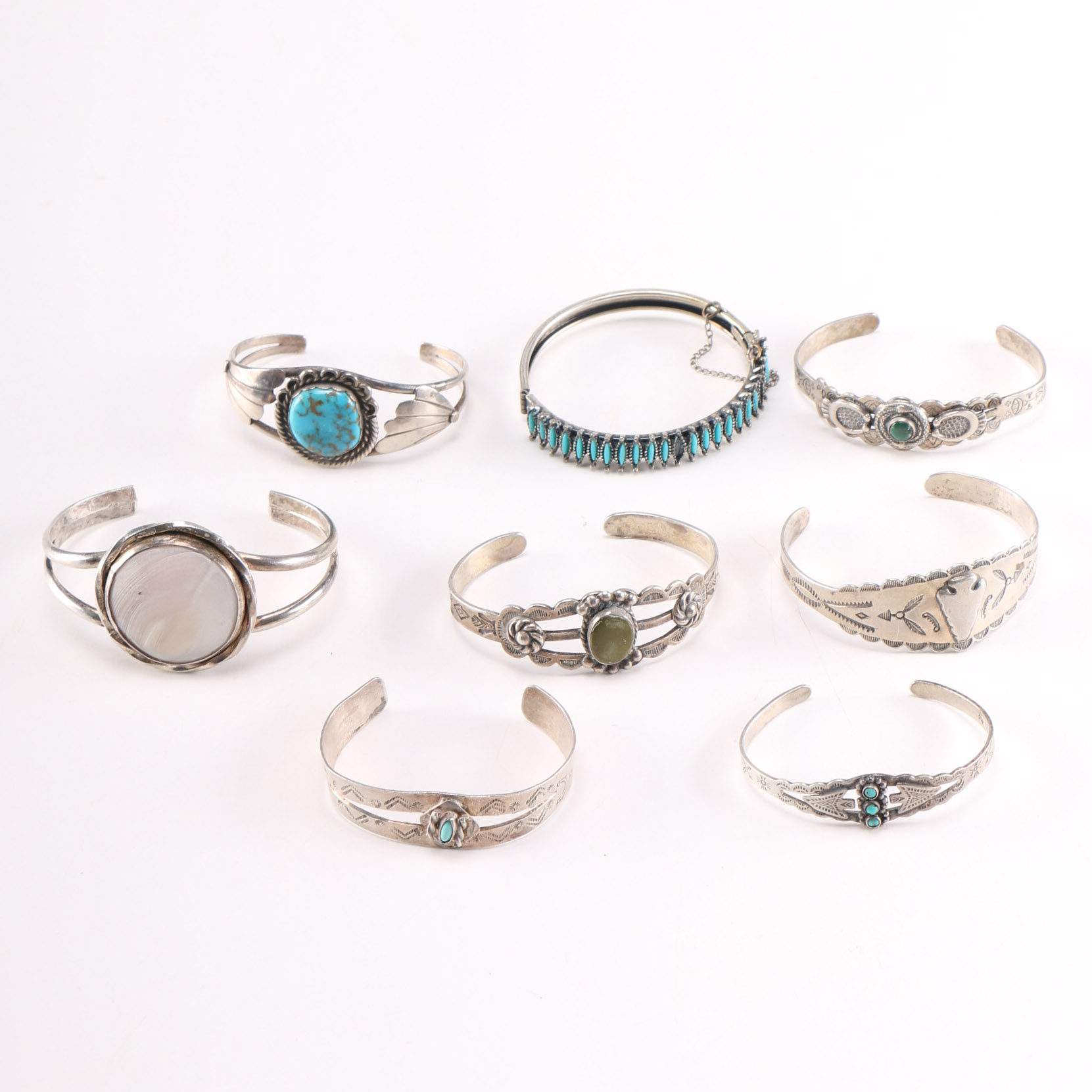 Collection of Native American Themed Cuff Bracelets