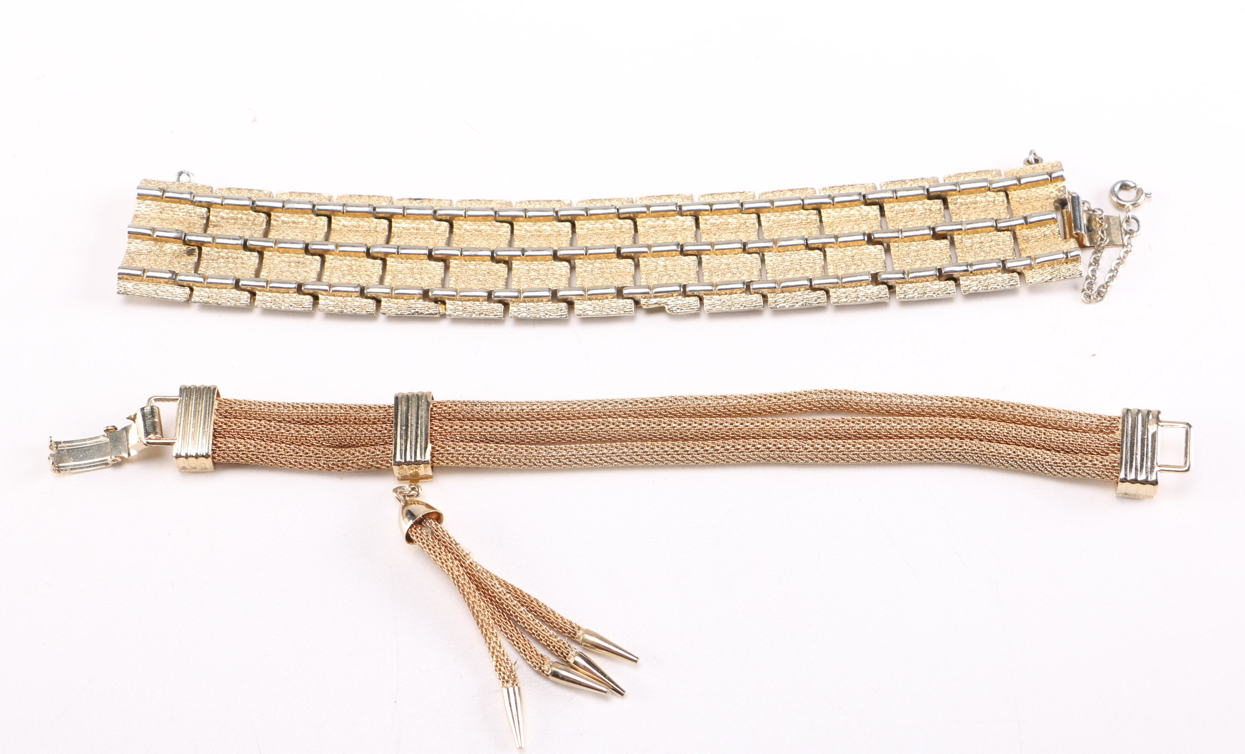 Collection of Gold Toned Metal Bracelets