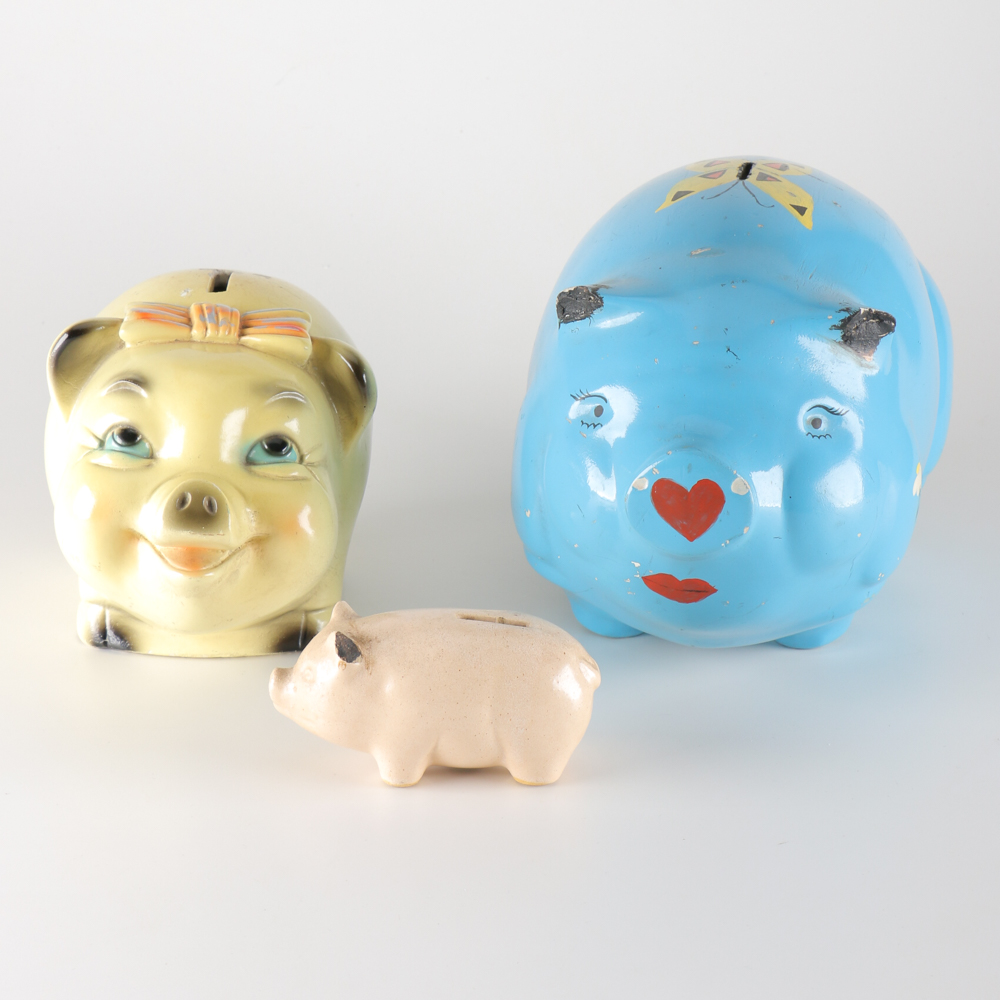 Group of Vintage Piggy Banks