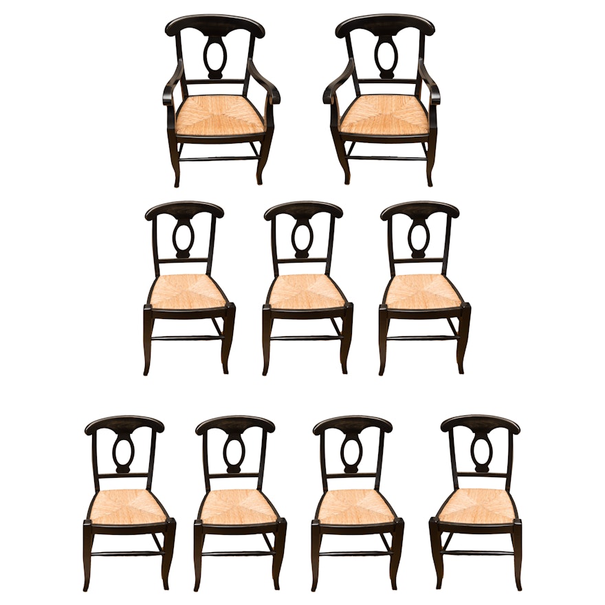 Pottery Barn "Napoleon®" Rush Seat Dining Chair Set of Nine