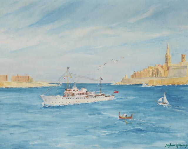 Sylvia Halliday Orginal Oil on Canvas Harbor Scene