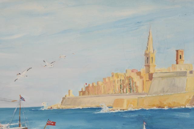 Sylvia Halliday Orginal Oil on Canvas Harbor Scene