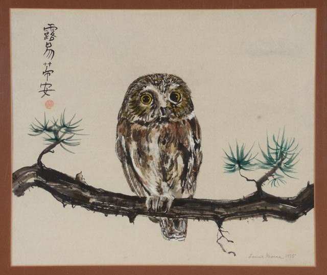 Louise Dionne Original Chinese Watercolor of an Owl