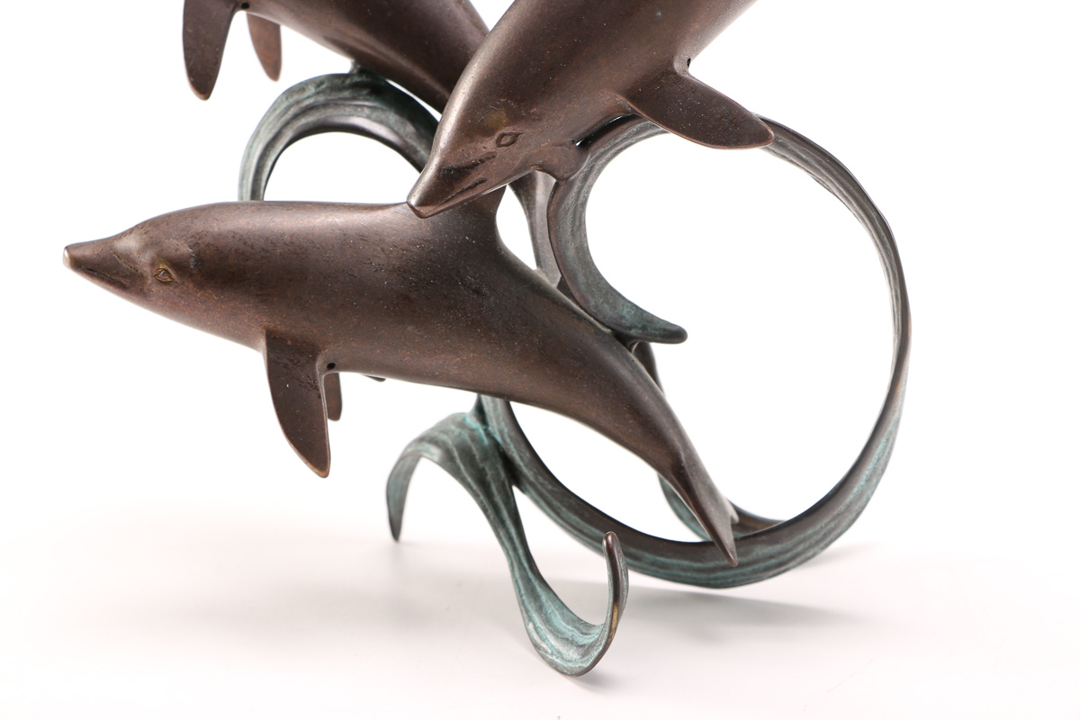 Bronze Dolphins Sculpture