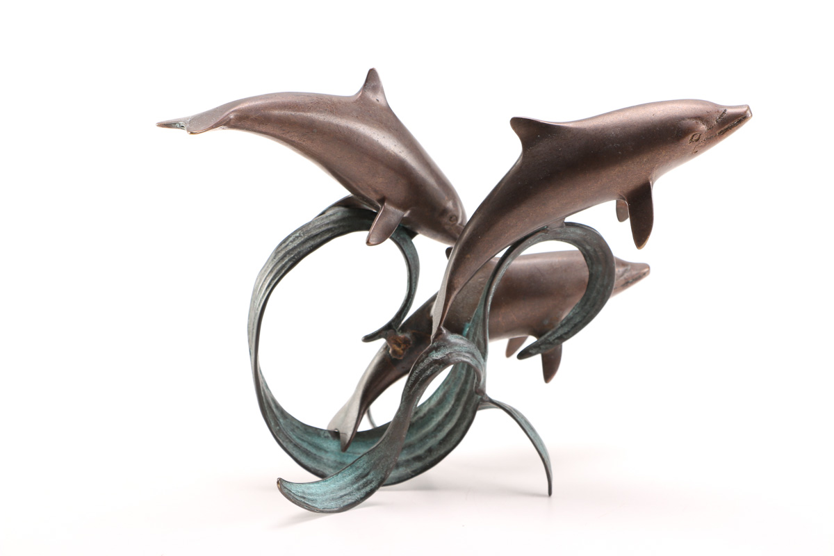 Bronze Dolphins Sculpture