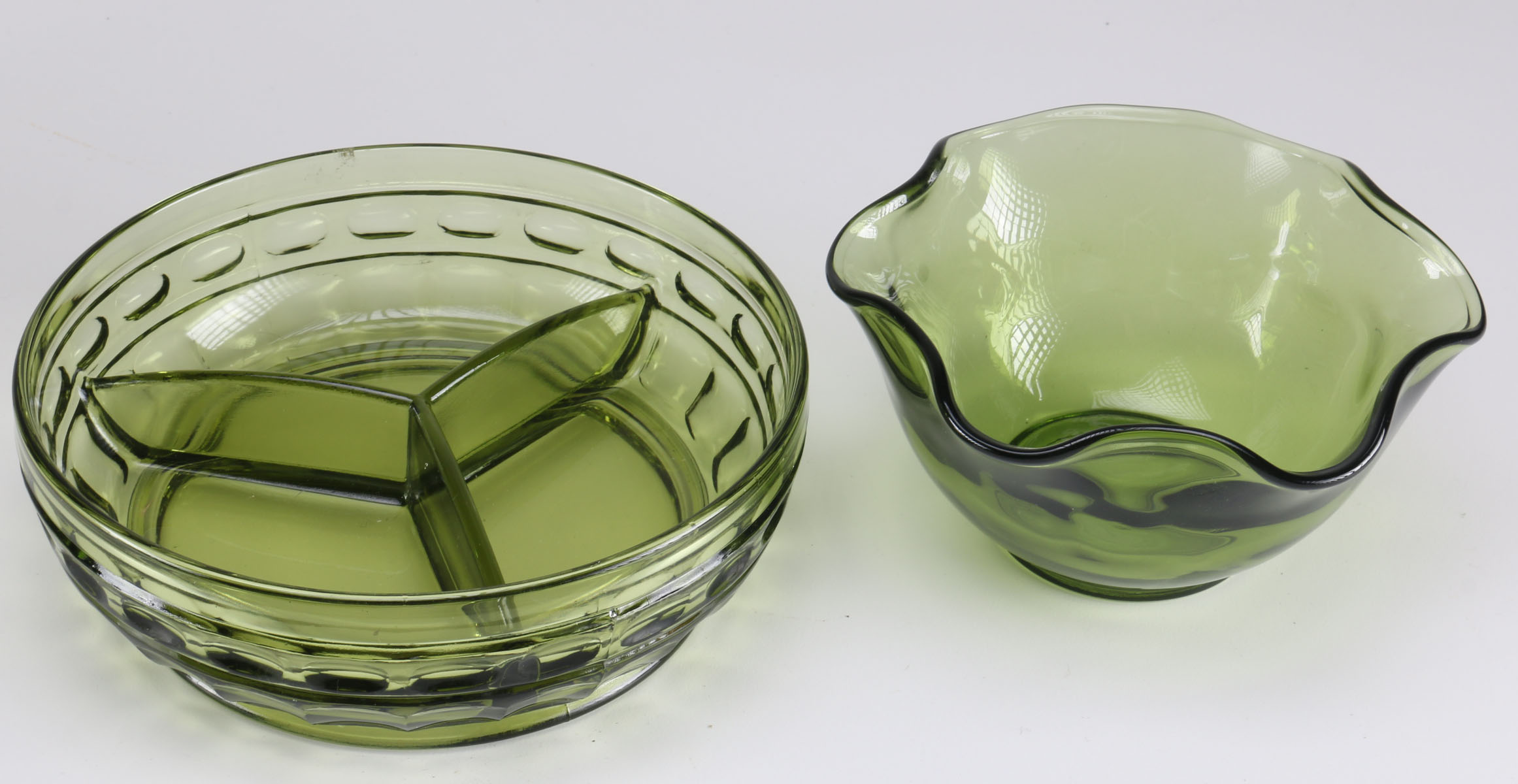 Vintage Green Glass Dish Set
