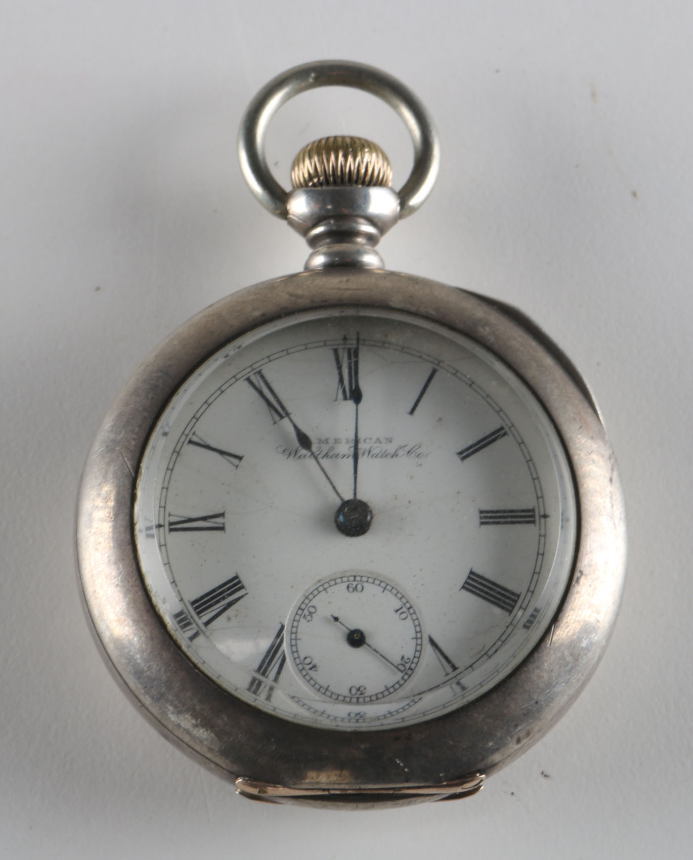 Vintage Waltham Pocket Watch In Coin Silver Case