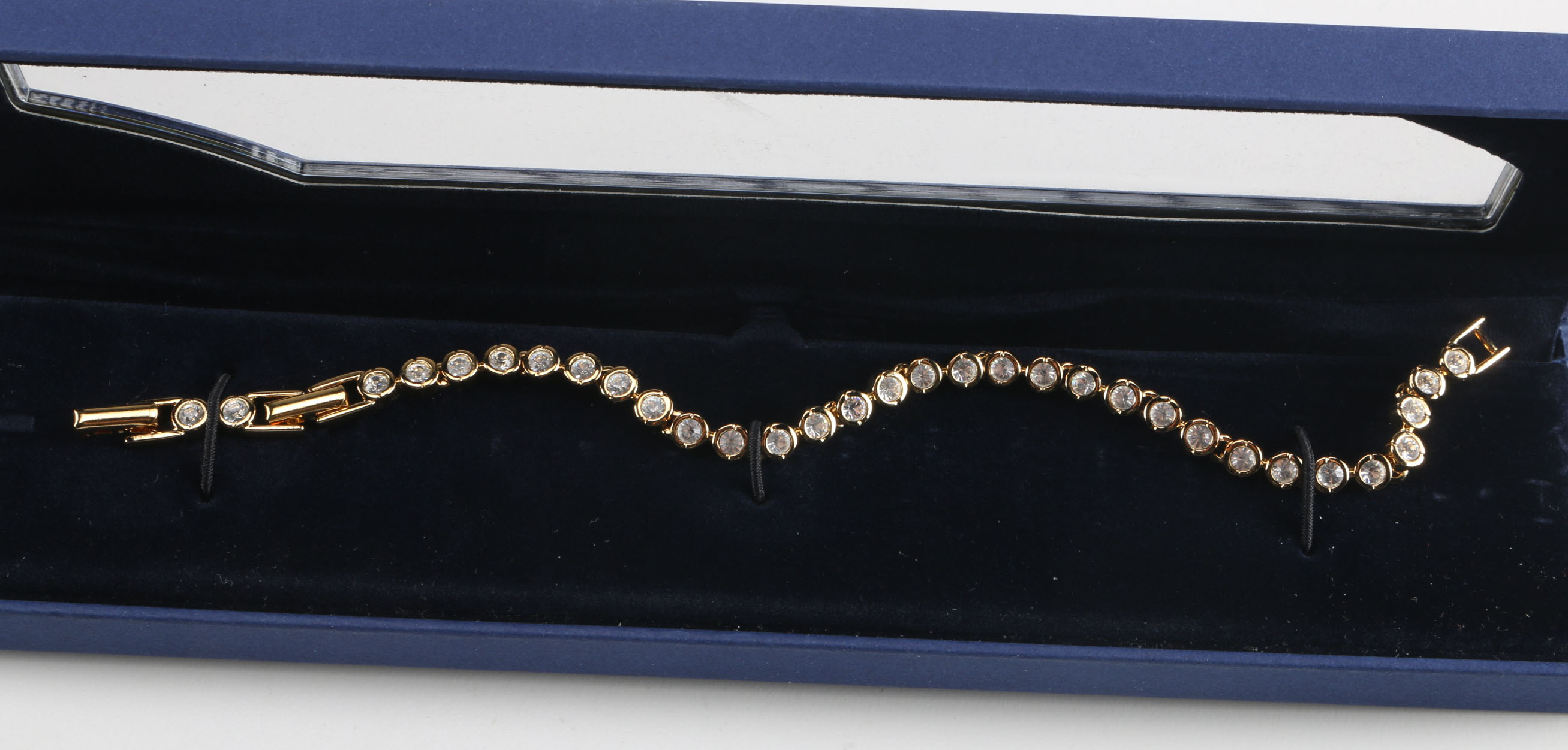 Swarovski Crystal Gold Tone Tennis Bracelet