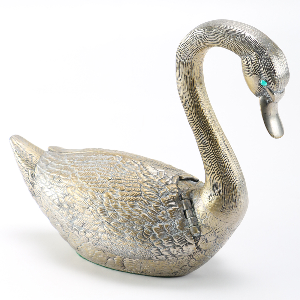 Brass Swan Jewelry Box