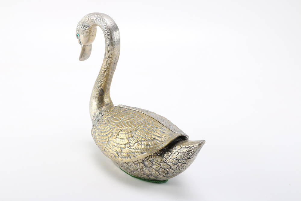 Brass Swan Jewelry Box