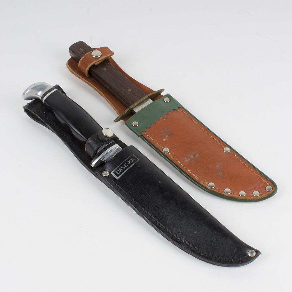 Collection of Case Hunting Knives with Leather Sheath Cases