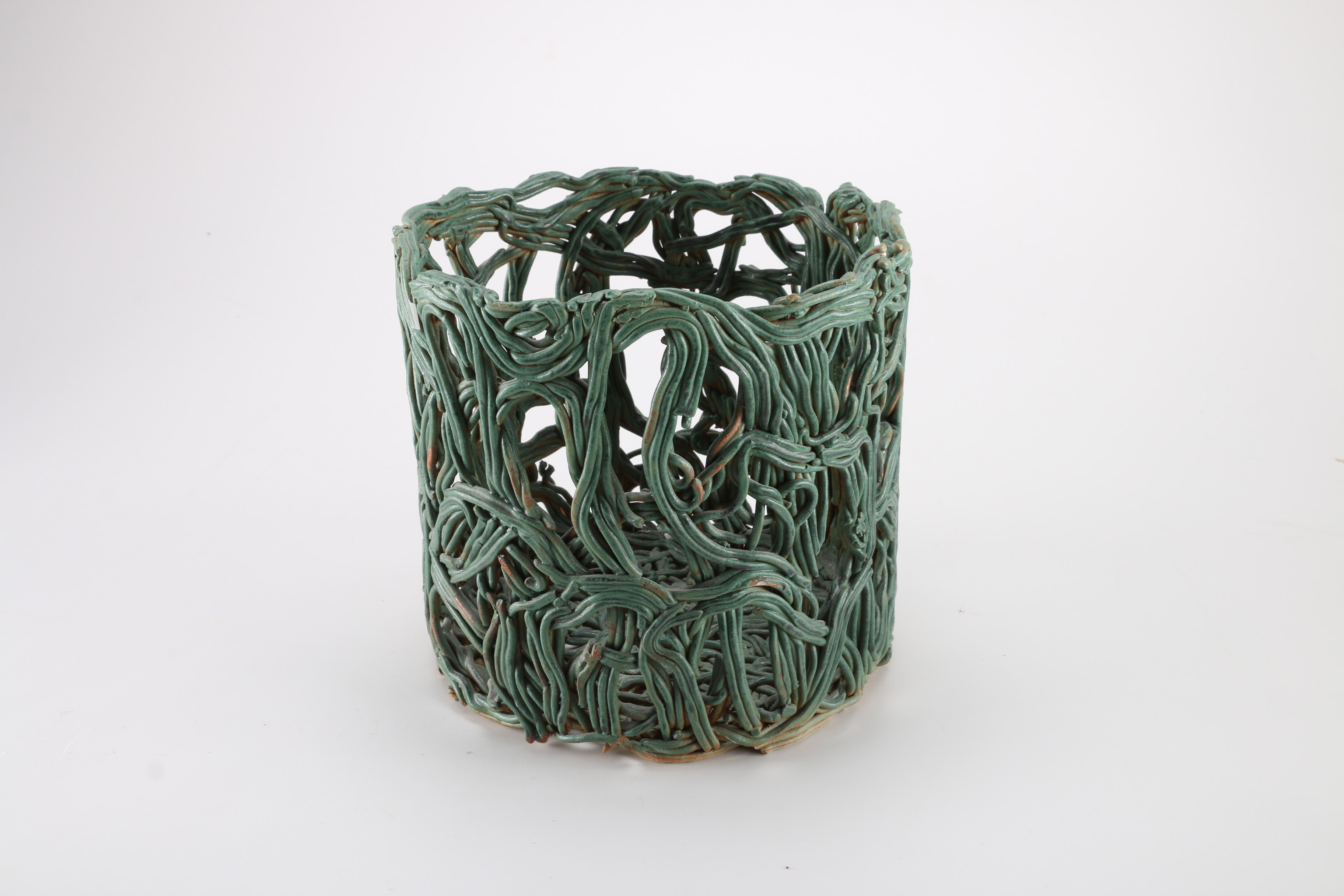 Handmade Ceramic Basket Sculpture by Donald S. Wilson