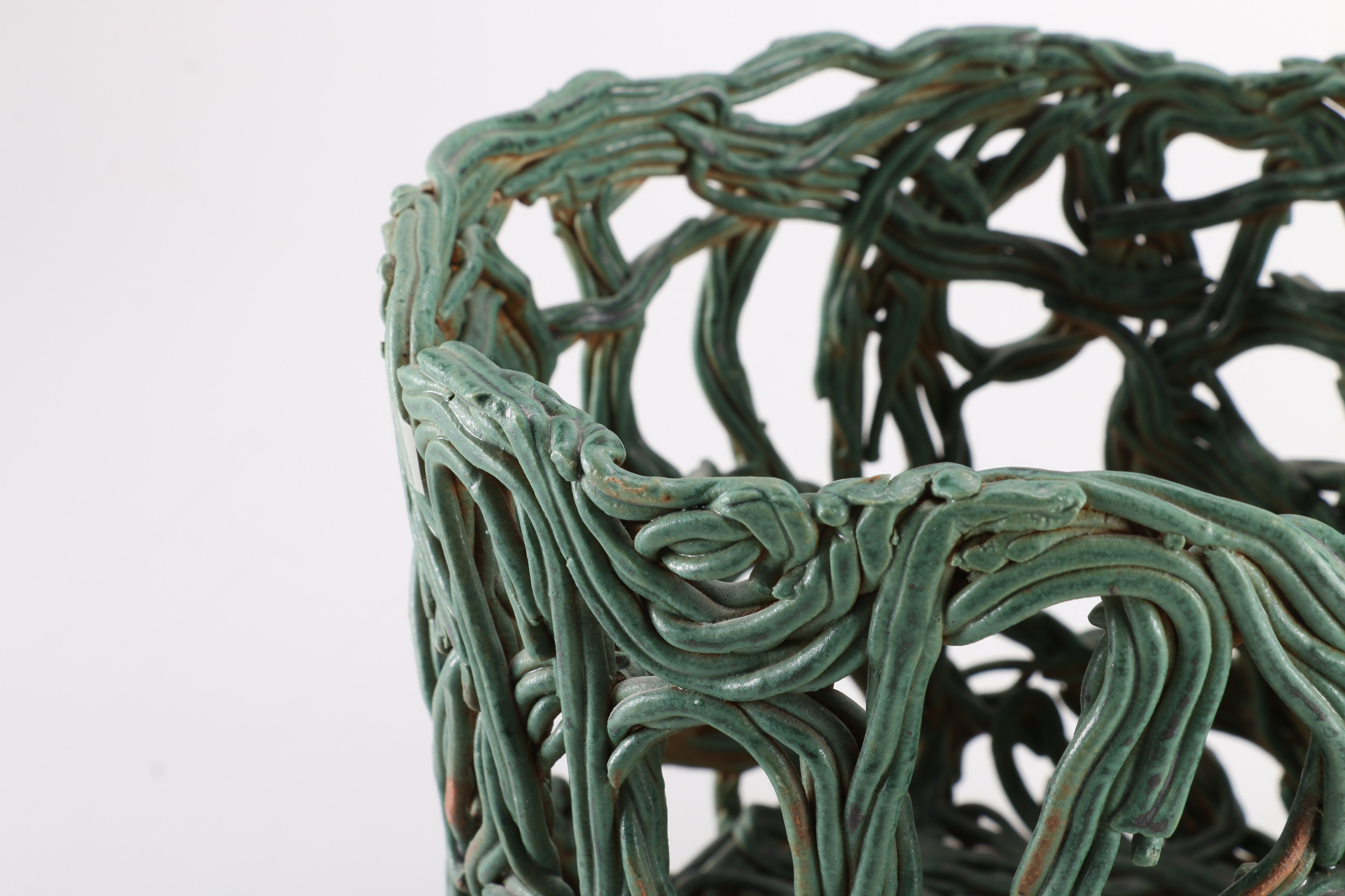 Handmade Ceramic Basket Sculpture by Donald S. Wilson