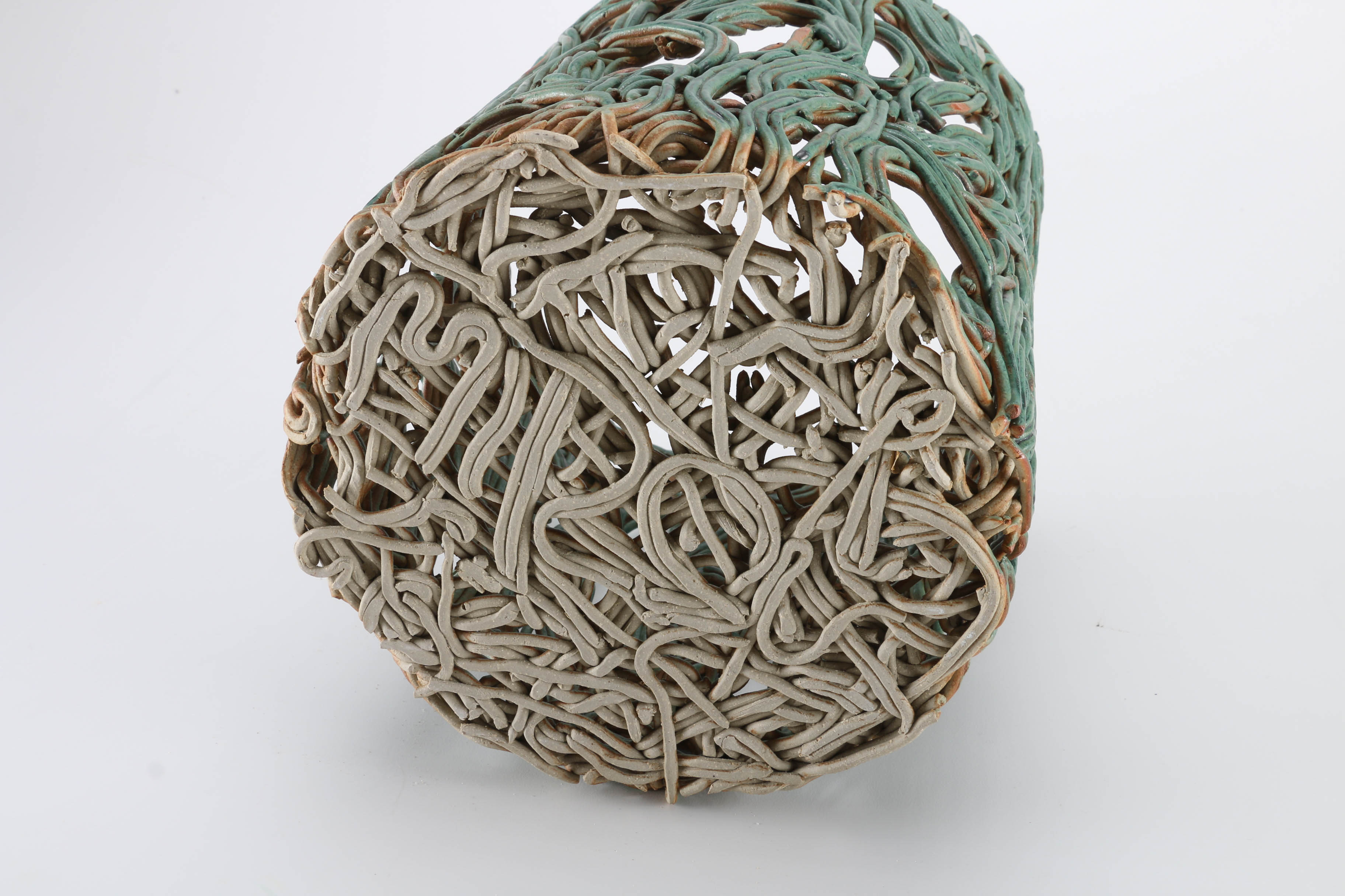 Handmade Ceramic Basket Sculpture by Donald S. Wilson