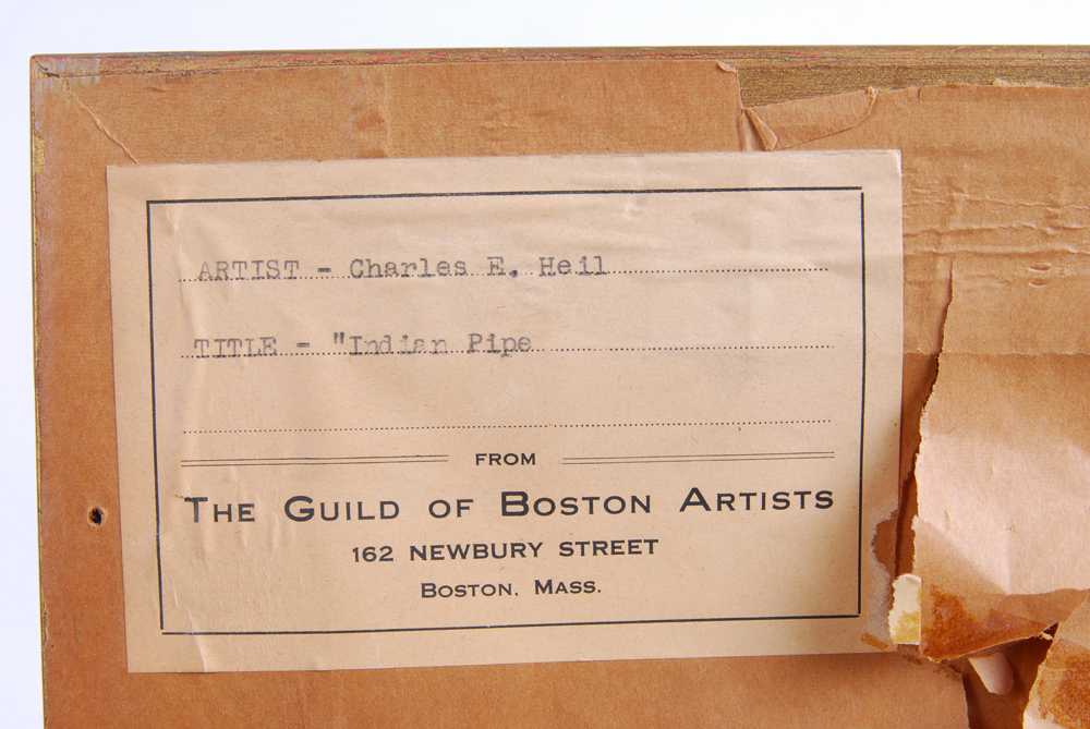 Charles E. Heil Oil on Board Titled "Indian Pipe"