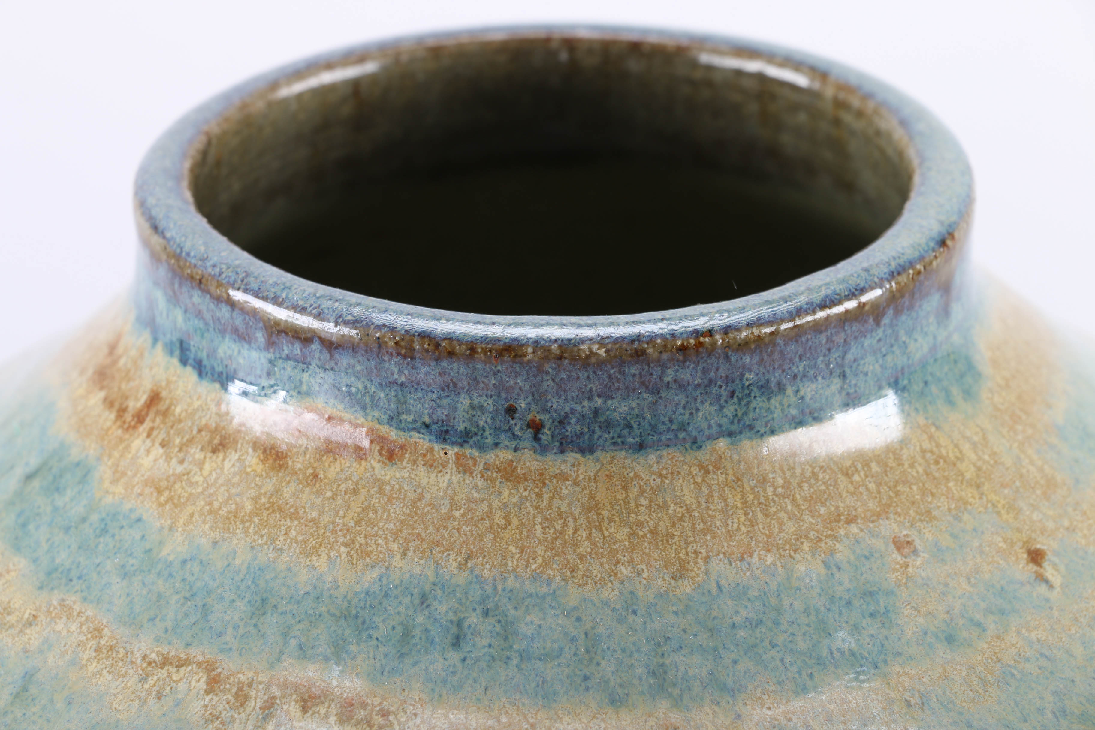 Set of Blue and Cream Pottery Vases