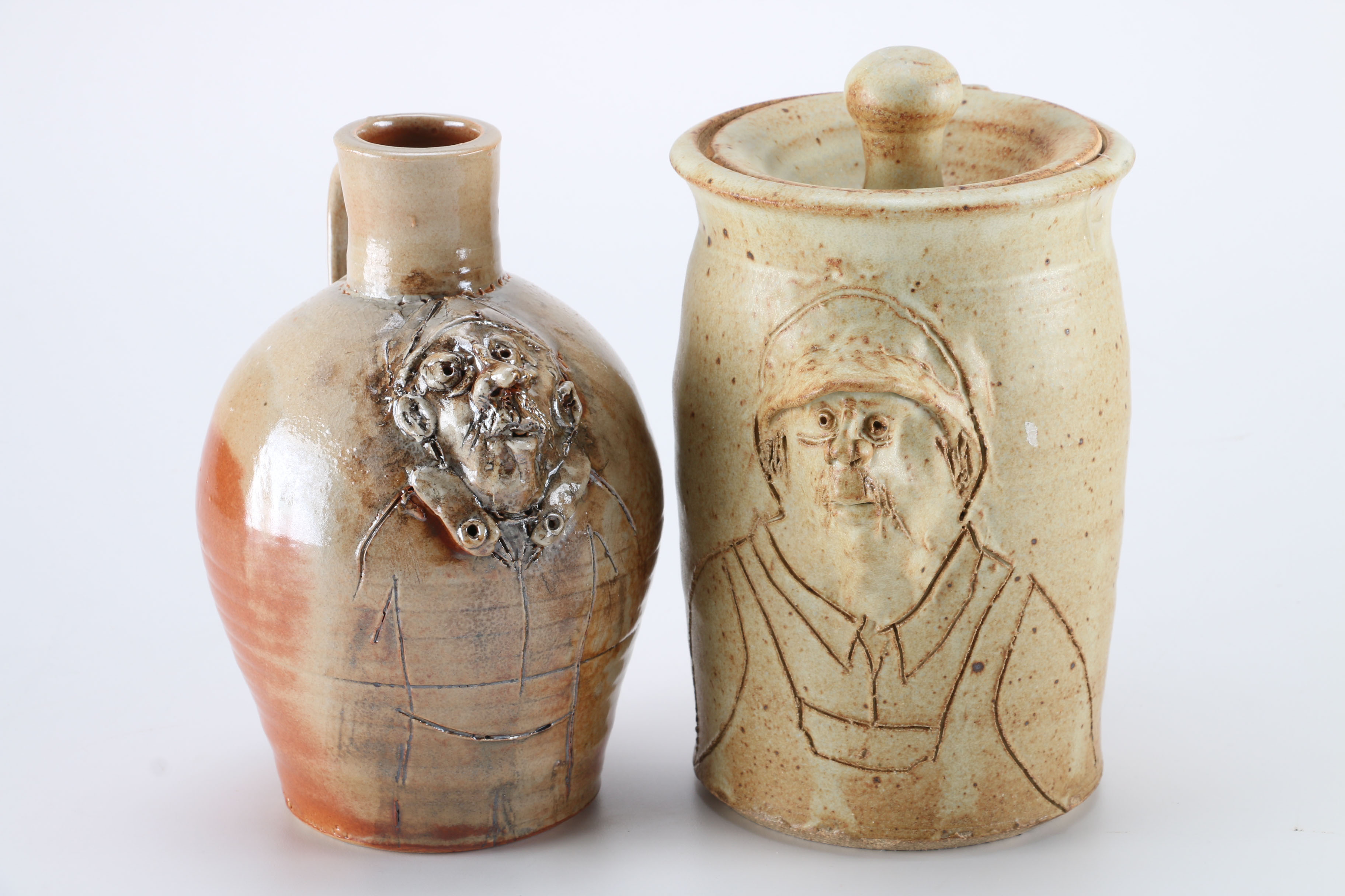 Clay Face Pottery Containers by Bob Allen