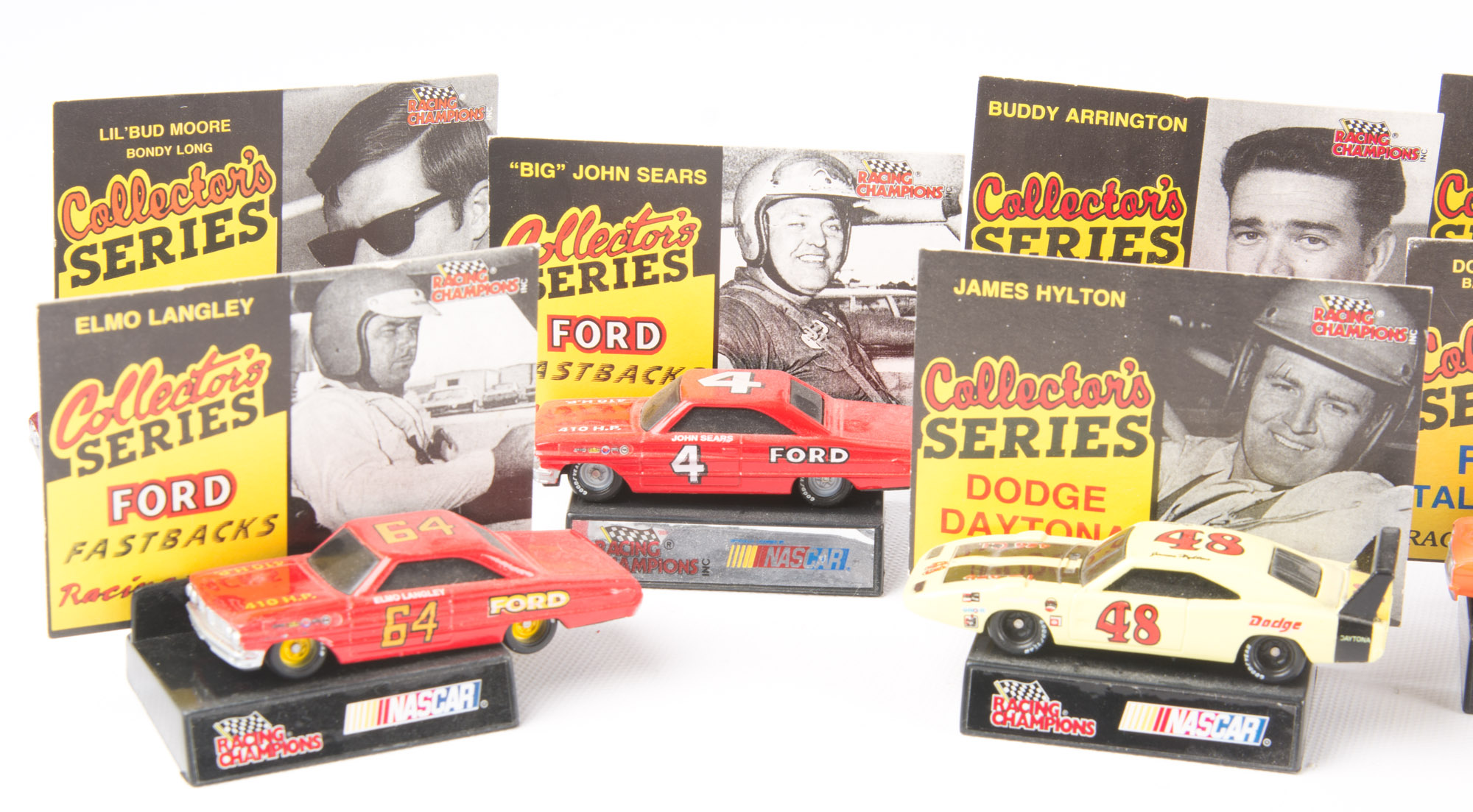Racing Champions Collectors Series Die Cast Cars,  Stands and Trading Cards