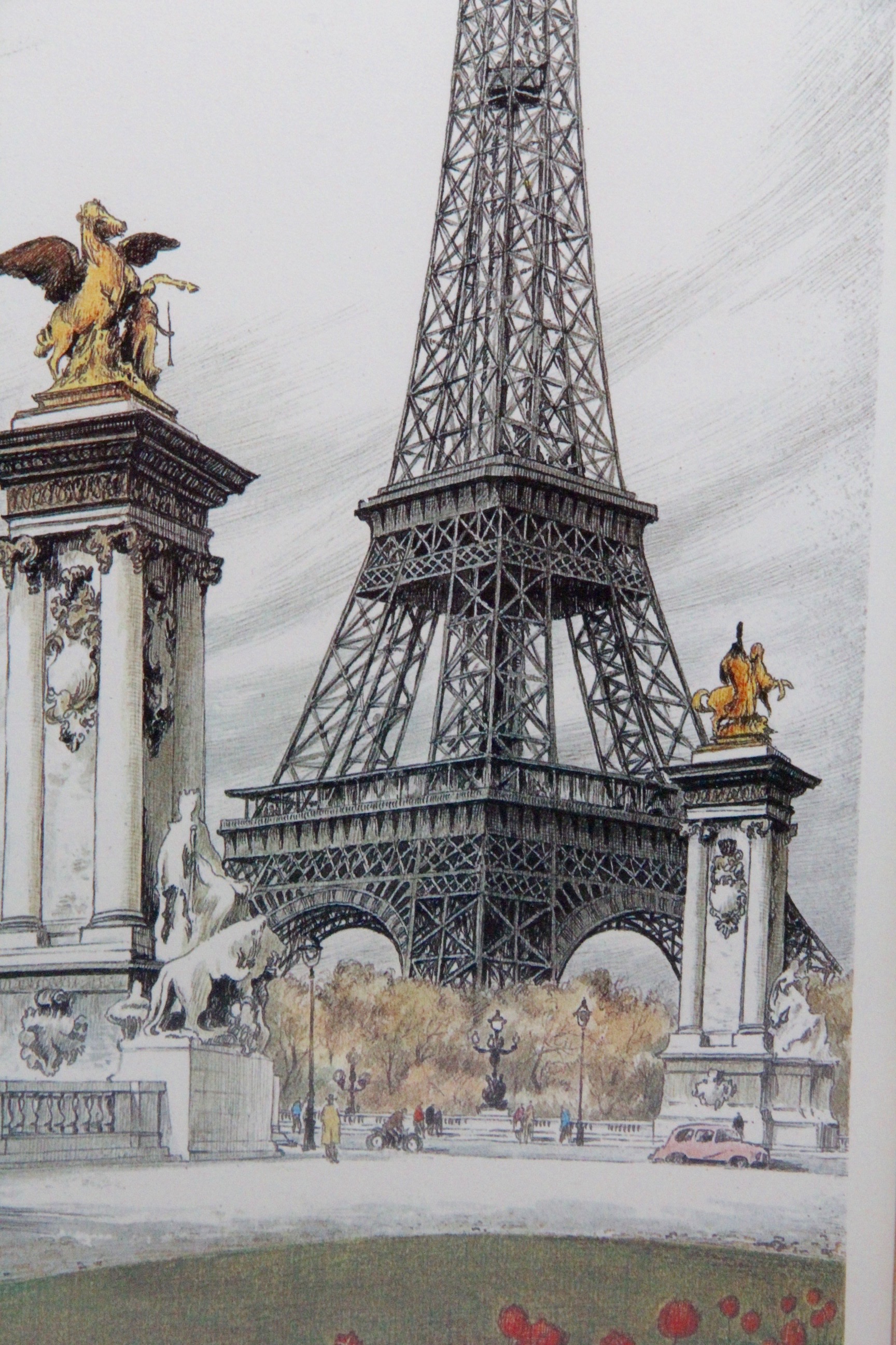 Ortiz Alfau Signed Offset Lithographs "Tour Eiffel" and "Arc de Triomphe"