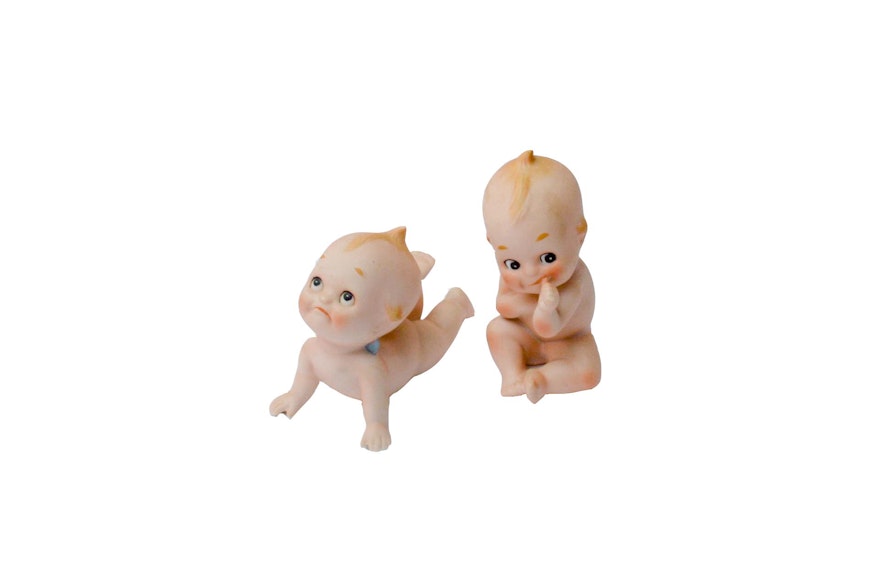 Vintage Lefton Porcelain Kewpie Baby Figurines