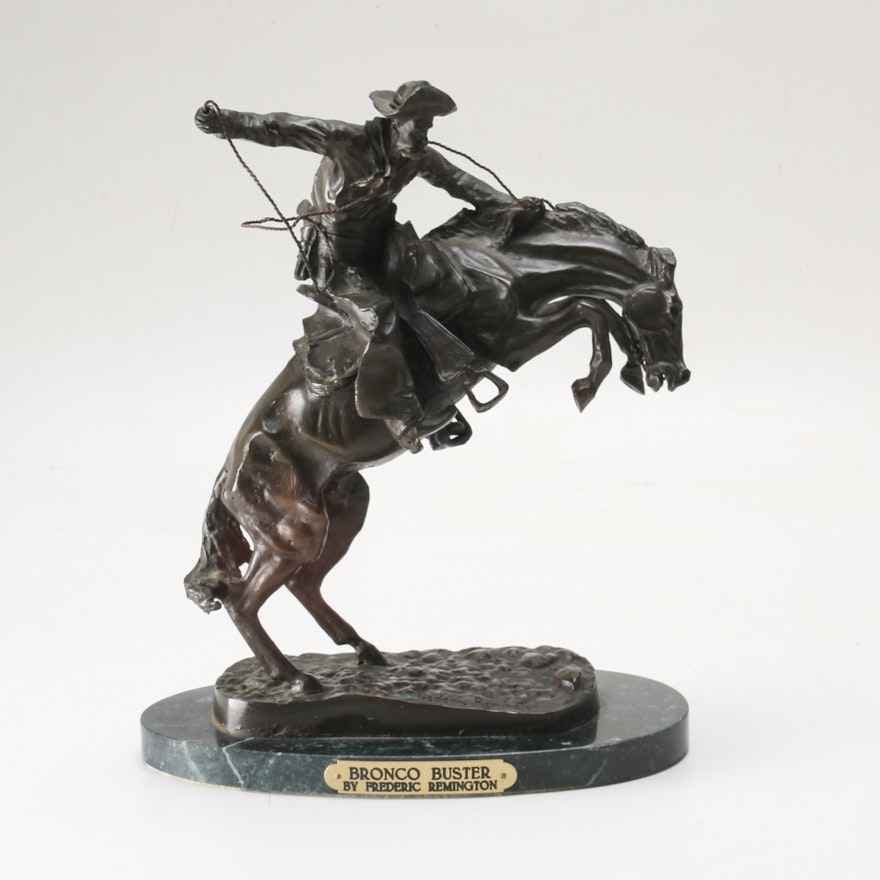 Frederic Remington Bronze Reproduction Sculpture "Bronco Buster"